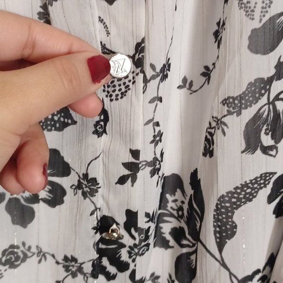 Adrienne Vittadini  White Floral Blouse - Picture 4 of 8